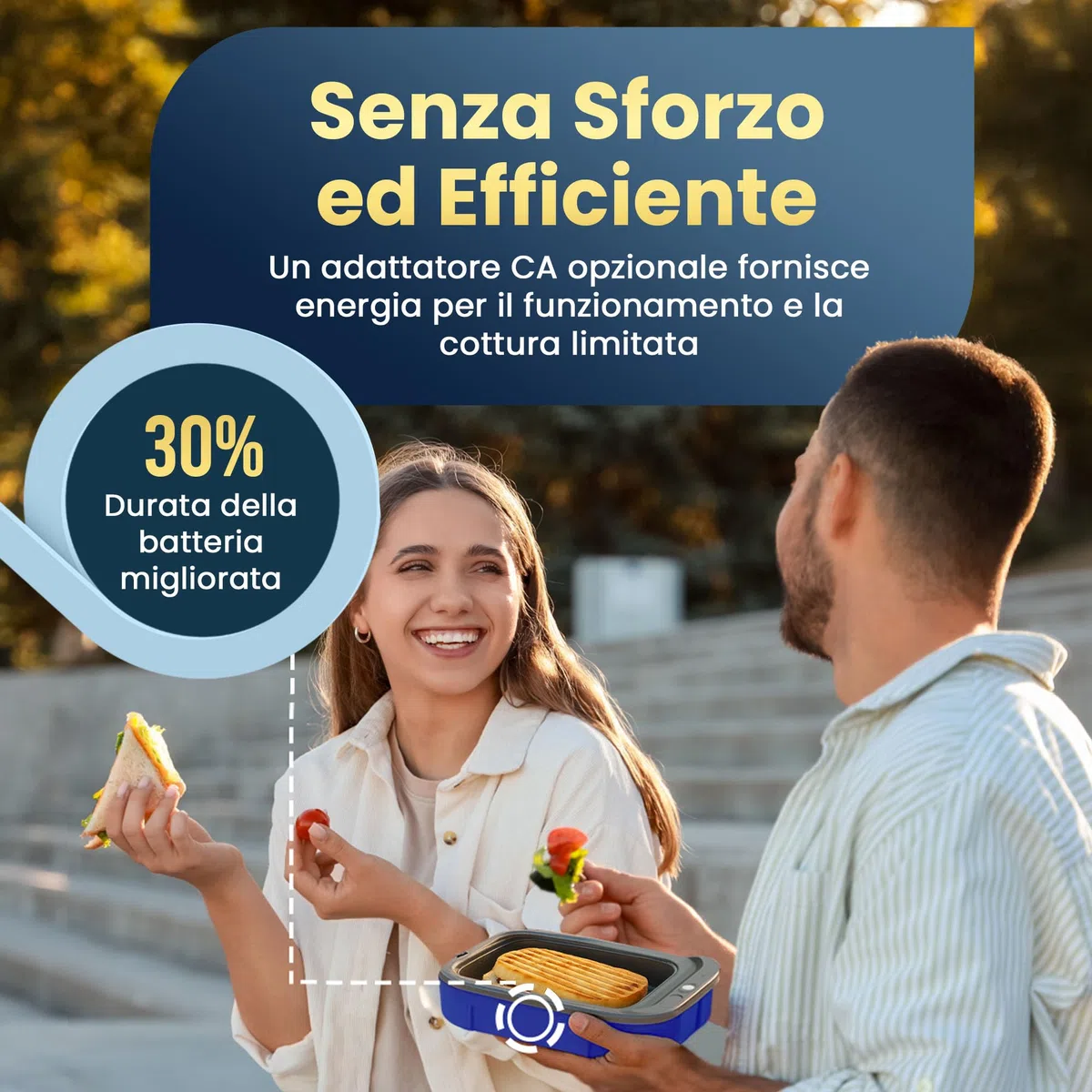 Hot Bento PLUS – Scaldavivande Elettrico Portatile con Batteria Rimovibile e Ricaricabile USB-C, Scalda Cibo in 10 Minuti, Lunch Box Termico per Ufficio, Viaggio e Lavoro, 994 ml - Blu Oceano