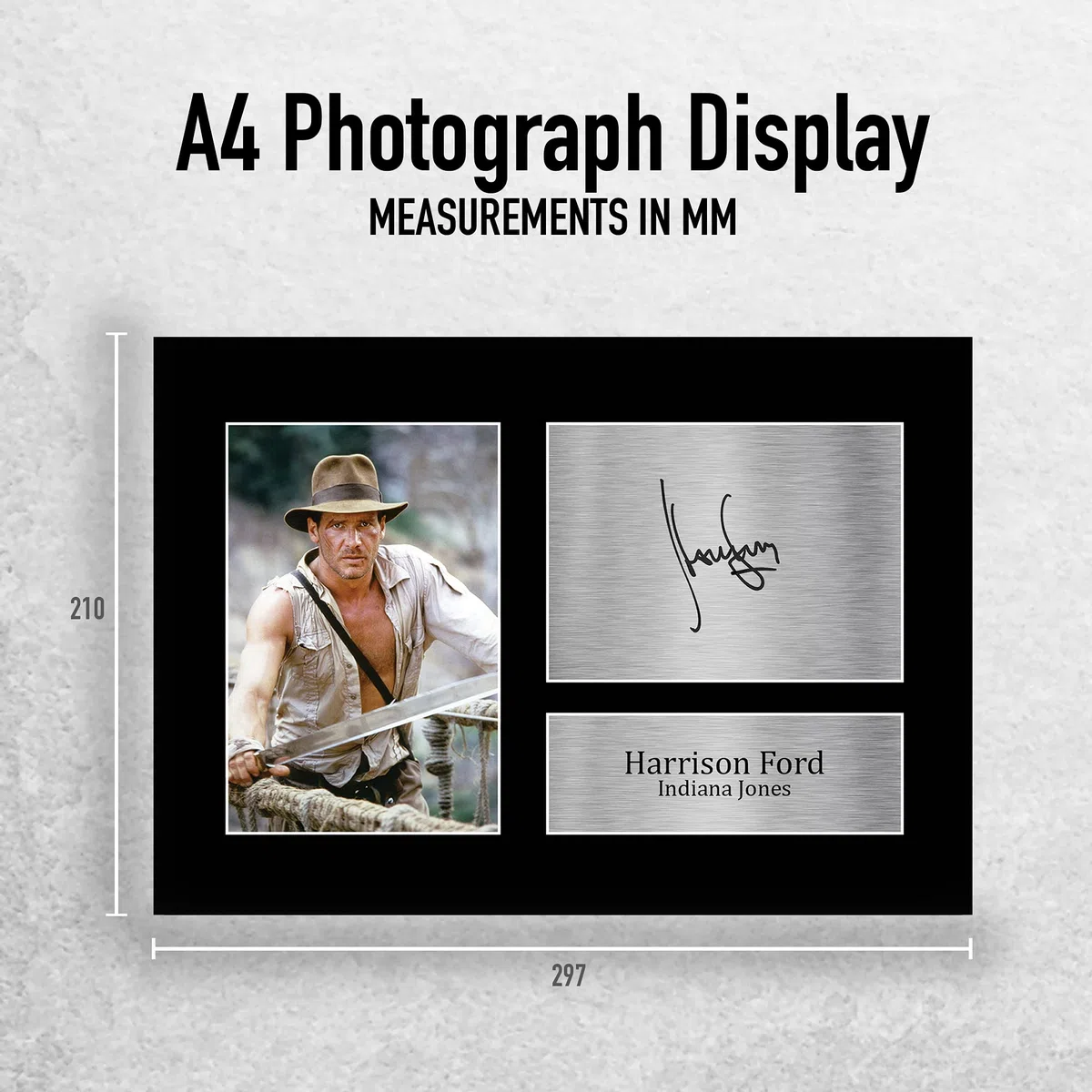 HWC Trading A4 Harrison Ford Indiana Jones Regali Stampati Autografo Firmato Immagine Per Gli Appassionati Di Memorabilia Di Film - A4 Incorniciato