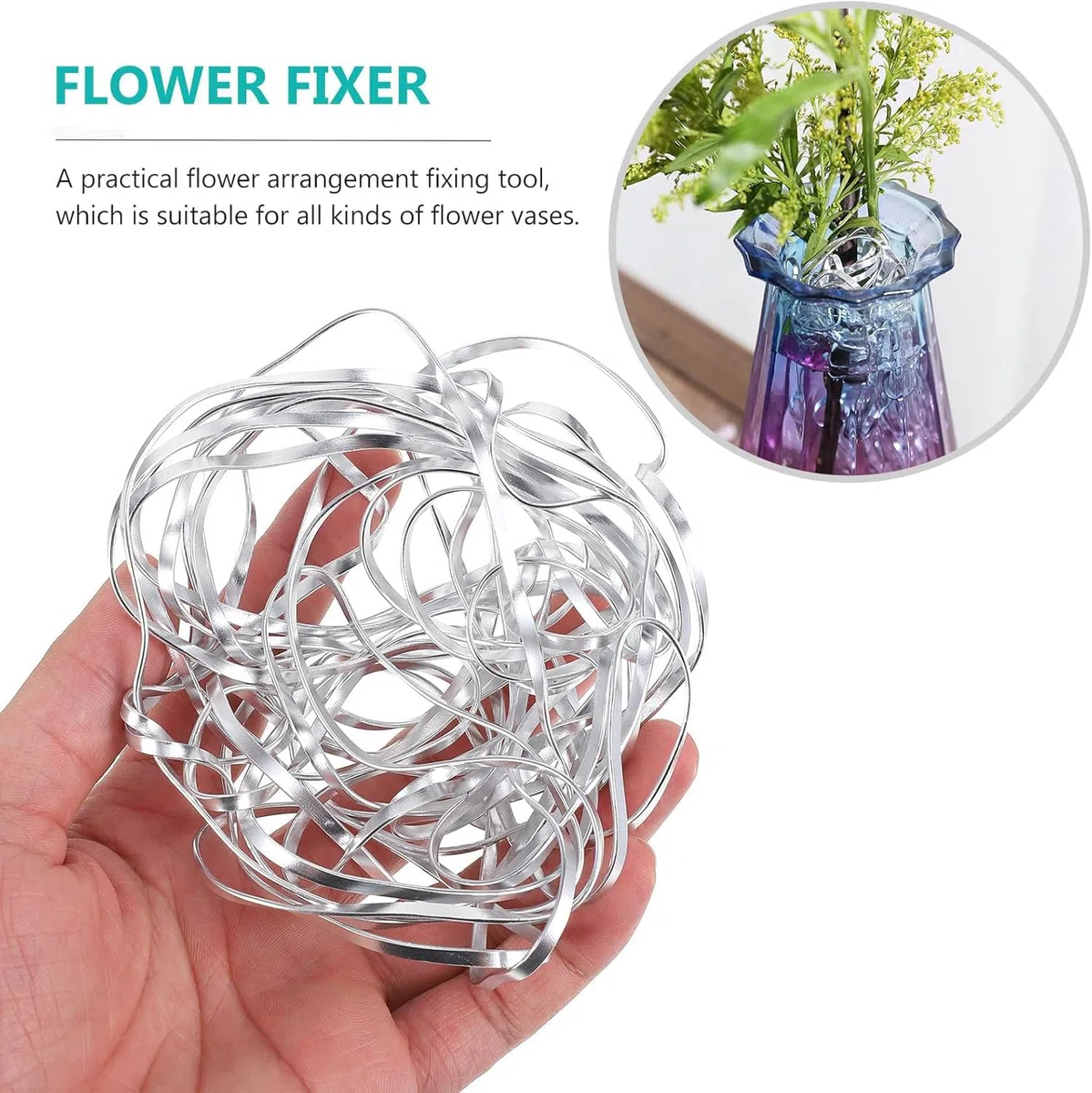 MEISO 2 Pezzi Flower Frogs, Ikebana Kenzan, Composizione Floreale in Alluminio, Strumento di Decorazione Floreale Fissoper, für Vasi, Addobbi Floreali, Creazioni Artistiche, Decorazioni Casa (Argento)
