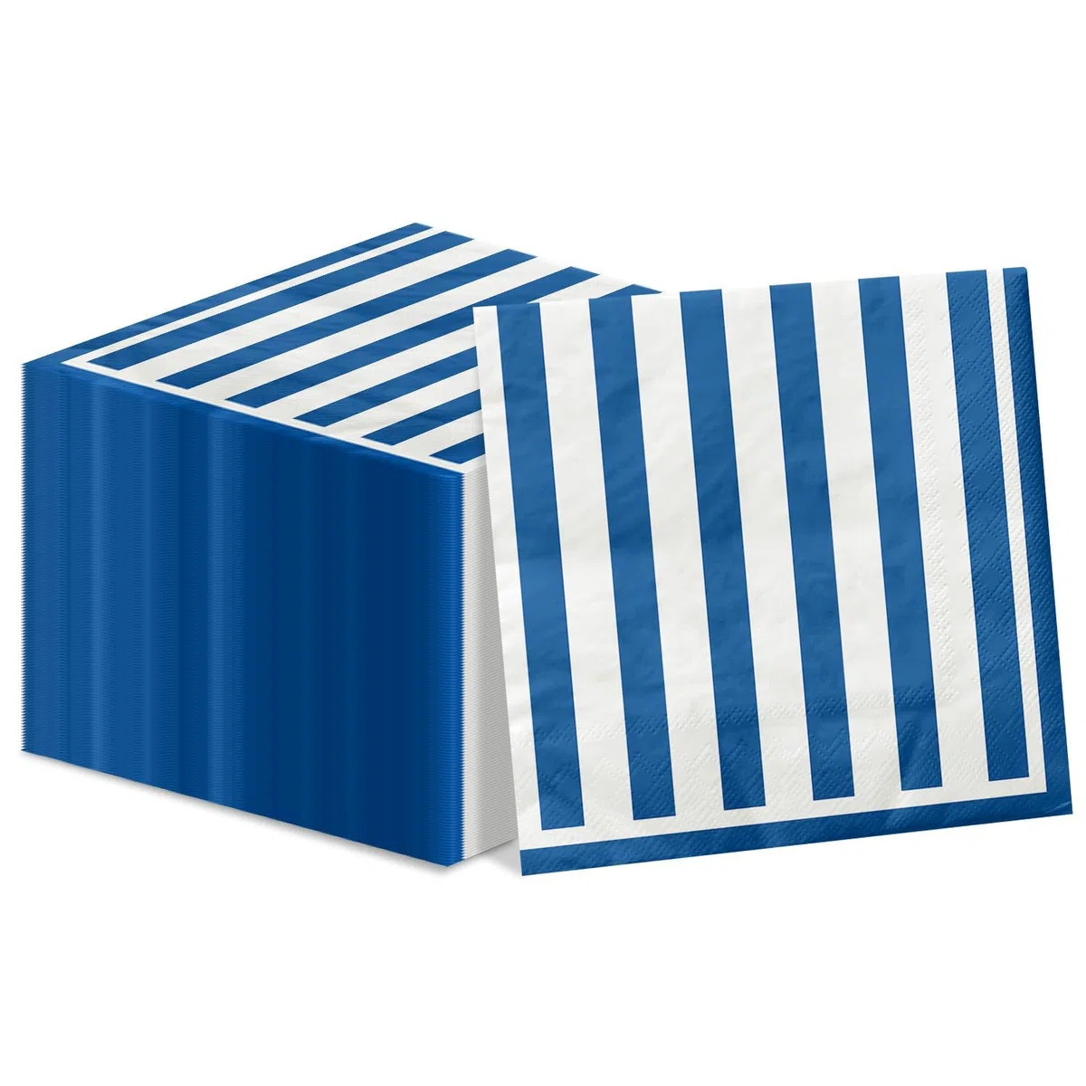 100 Tovaglioli Di Carta A Righe Blu E Bianche, Blu Navy E Bianco, Per Cocktail, Bevande, Pranzo, Per Ragazzi, Uomini, Compleanni, Matrimoni, Baby Shower