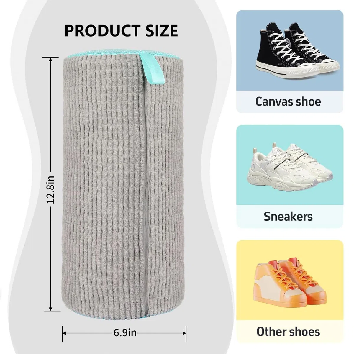 2 Pezzi acchetti Lavaggio Scarpe, Sacchetto Scarpe Lavatrice, SAnti Deformazione, Riutilizzabile e Resistente, per Lavatrice, per Tutti I Tipi Tutte le Misure(Grigio)