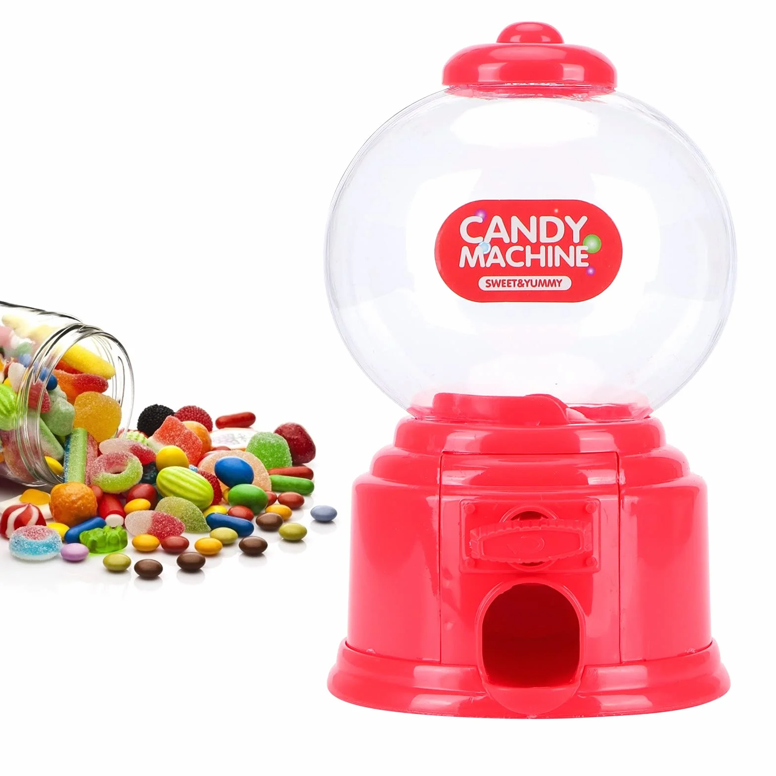 Distributore di Caramelle, Distributore di Caramelle a Gettoni Distributore di Gomme da Masticare Mini Macchina per Caramelle Diametro per Dolci, Cioccolatini Massimo Della Caramella: 1,5 cm(Rosso)
