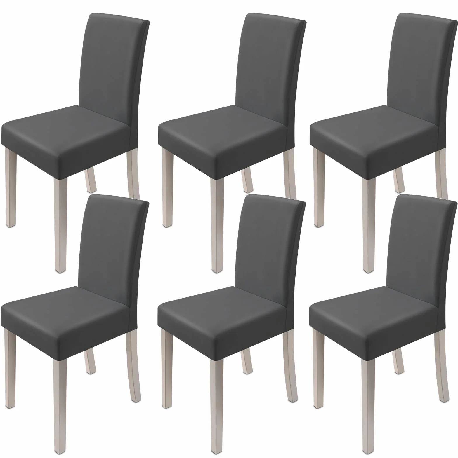 6 Pezzi Coprisedie con Schienale, Misura Universale Lavabile Estraibile Moderno Coprisedia Elastica, Coprisedie per Soggiorno, Cucina, Casa Décor, Hotel, Festa, Ristorante, Banchetto (Grigio Scuro)
