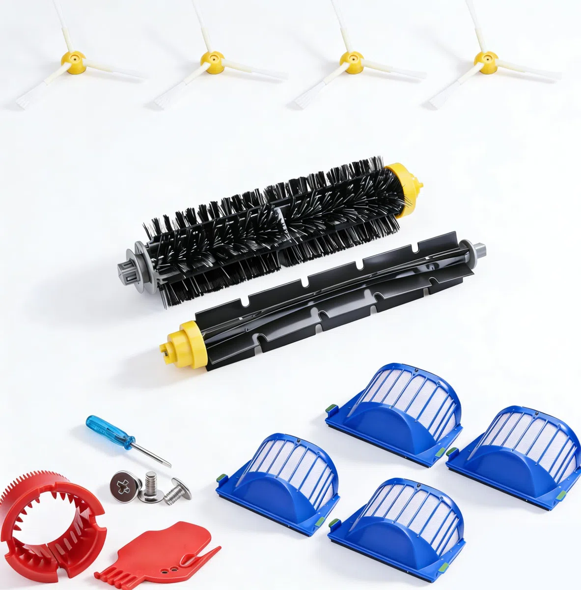 Kit Accessori per iRobot Roomba Serie 600 692 694 675 676 671 605 697 698 620,4x Spazzole Laterali 1x Set Rulli Principali 4x Filtri Ricambios