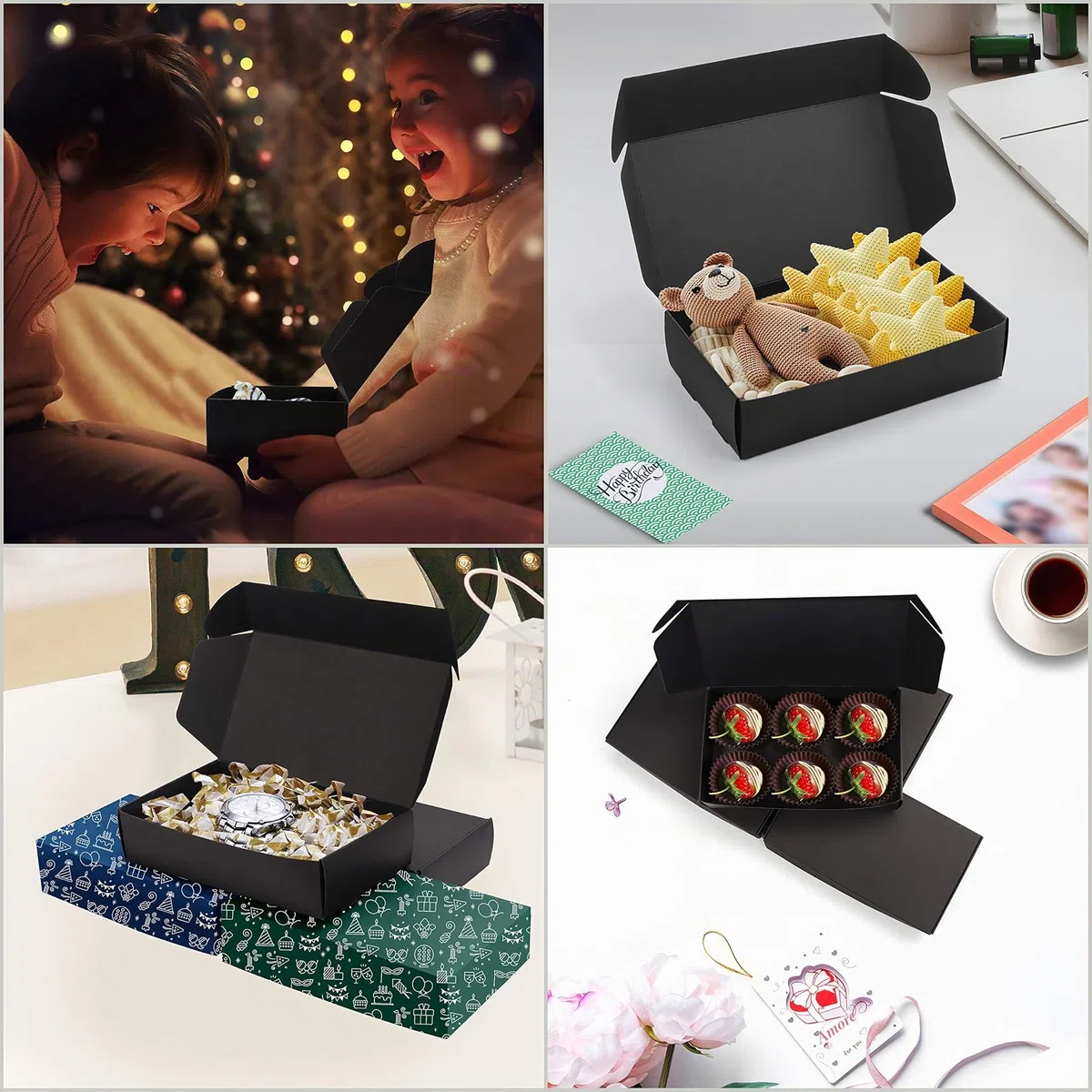 Kurtzy Scatola Nera Cartone Kraft (20pz) - Scatola Cartone con Coperchio 19 x 11 x 4,5 cm - Scatoline Portaconfetti e Scatole Bomboniere Facile Assemblaggio per Feste Compleanni Matrimonio
