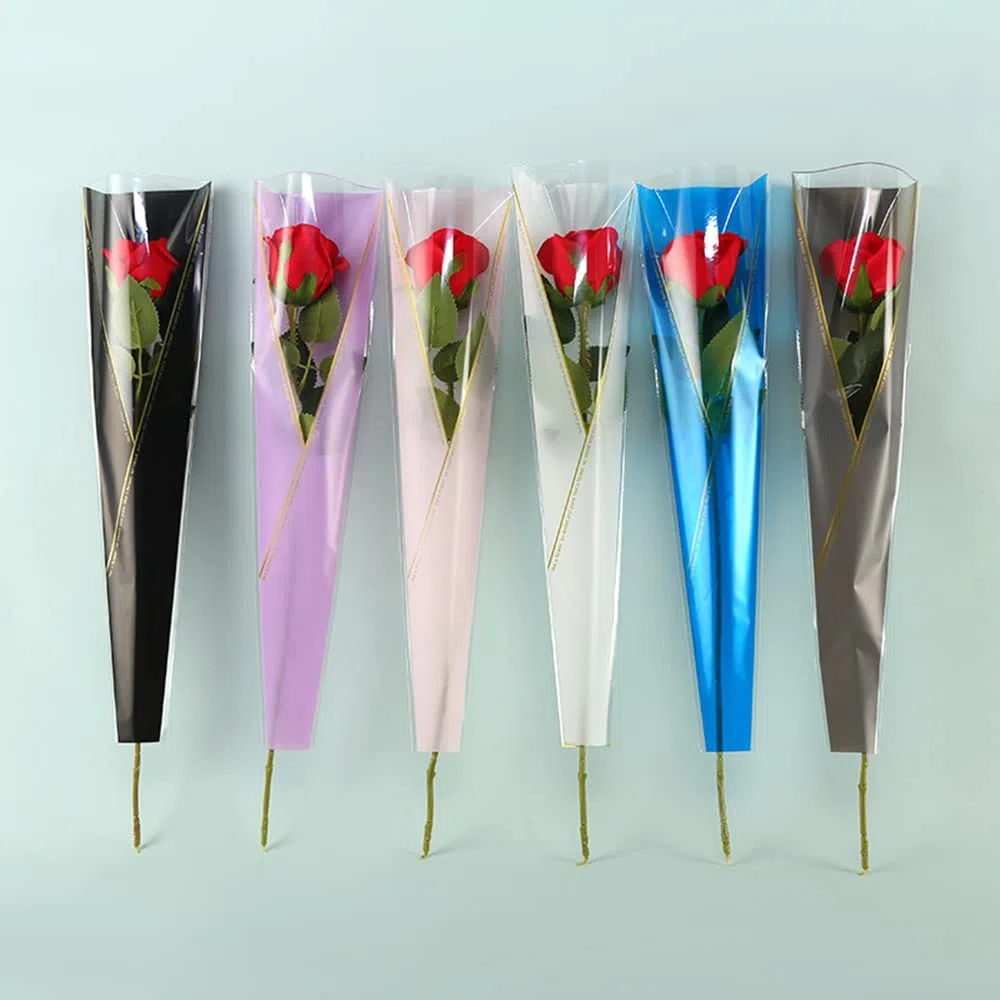 NatureMan 150 pezzi/6 colori, sacchetto di imballaggio con rose singole, bouquet, borsa, carta regalo floreale impermeabile per festa della mamma, San Valentino, bouquet fioristi