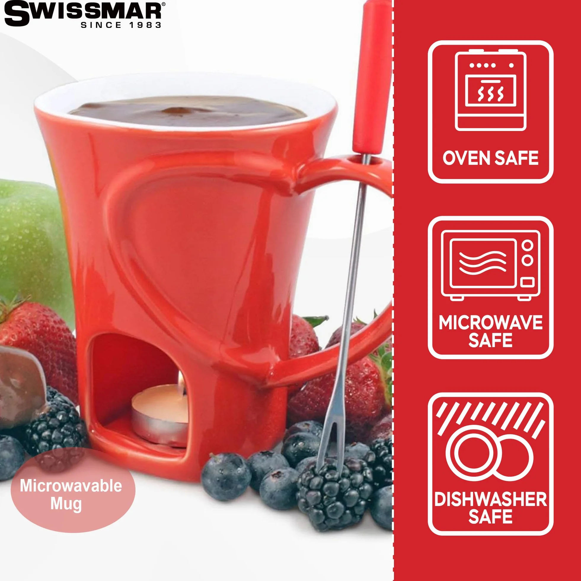 Swissmar F12066 4-Piece Sweetheart Cioccolato Fonduta Mug Set by Swissmar