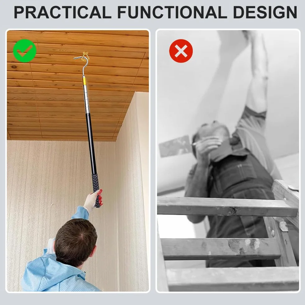 FARYODI Asta telescopica da 150 cm con gancio per tenda parasole, gancio per barca, gancio per barca, apritenda da sole, asta con gancio per aprire tende da sole, camper