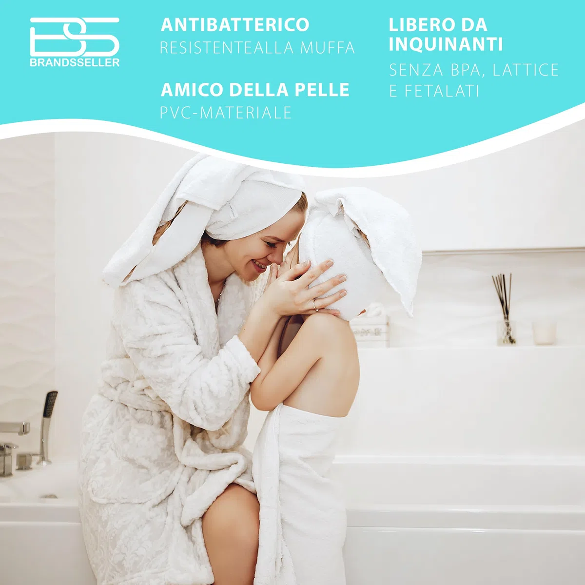Brandsseller Inserto antiscivolo per vasca da bagno 70x36 cm – PVC con ventose, lavabile, antibatterico e antimuffa – base sicura per vasca – Disegno di Gocce