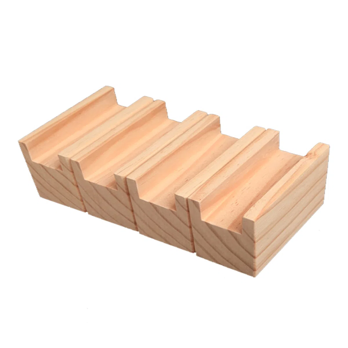 Set di 4 Sollevatori da Letto in Legno,Rialzo per Mobili In Legno di Pino,Rialzi per Tavolo,Rialzi di Letto,Rialzi di Letto Massello,Design Scanalato,Colore del legno 5 cm di altezza (1.8cm)