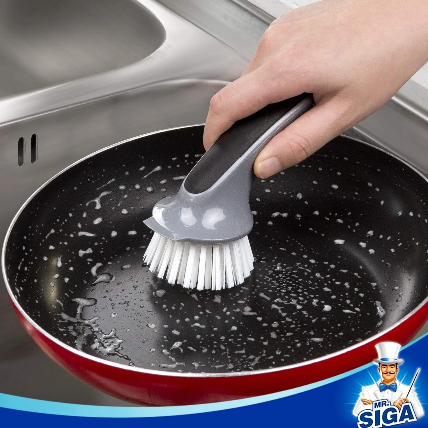 MR.SIGA Spazzola per pulizia pentole e padelle, spazzola per stoviglie per cucina, confezione da 2