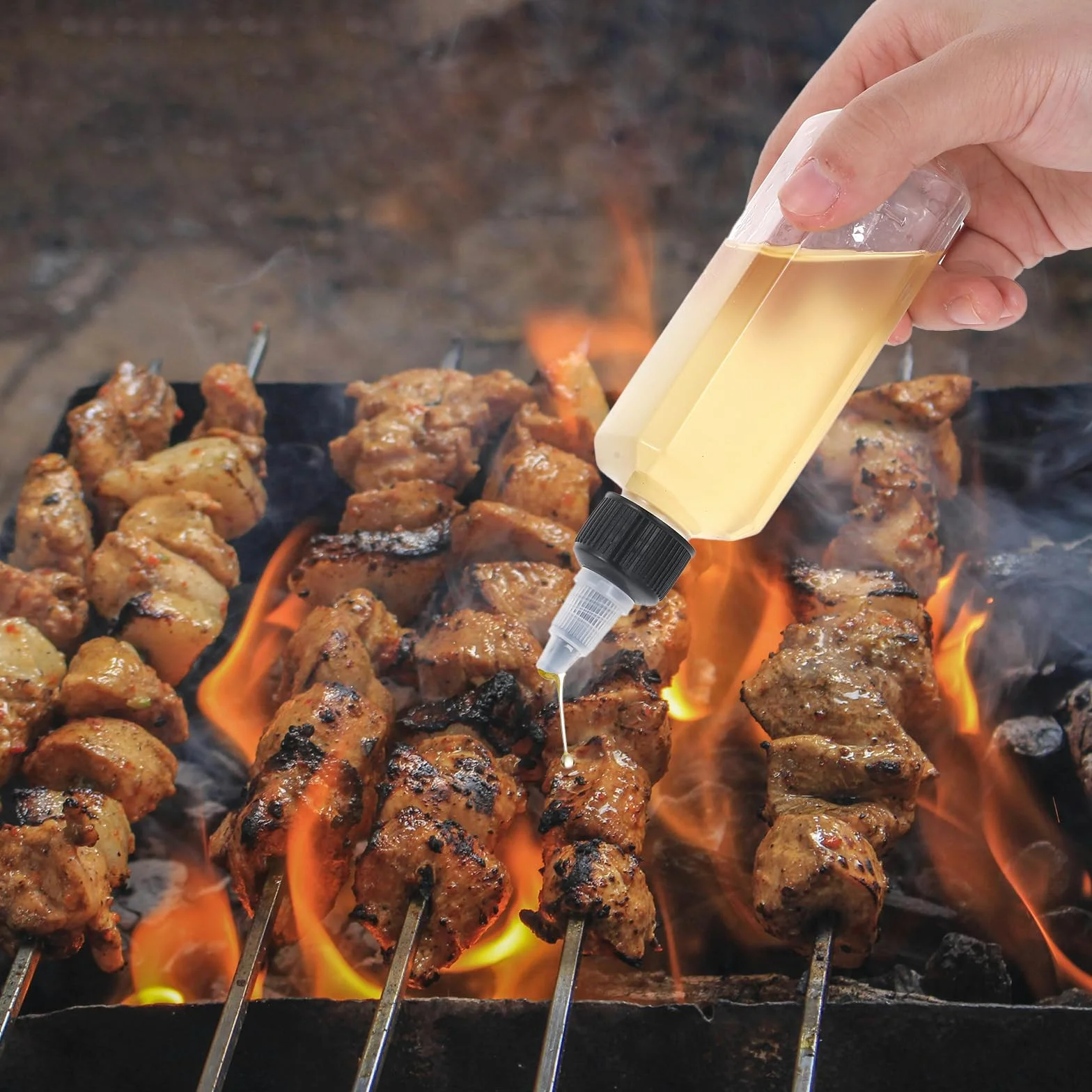 Qianyu 4 bottiglie per olio da spremere con tappo a vite, contenitore per condimenti liquidi a prova di perdite, per salsa di soia, aceto, sciroppo, ketchup, artigianato, cucina, casa