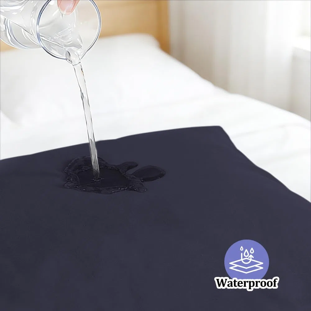 DUJUIKE Federe impermeabili 50x75 cm, confezione da 2, 100% impermeabili, cerniera nascosta, ipoallergeniche e antiacaro, morbide e resistenti, lavabili in lavatrice (Marina Oscura, 50x75 cm-Set di 2)
