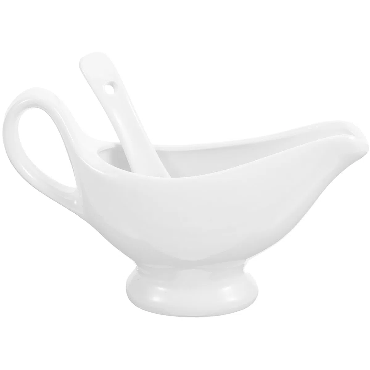 Salsiera in Ceramica Con Cucchiaio Profondo Set Di 2 Pezzi 175Ml Ideale Per Salsa Condimenti Latte E Brodo Design Elegante E Funzionale