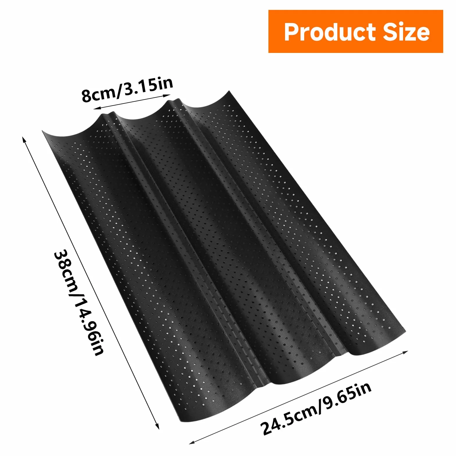 Stampo per Baguette, Teglia Baguette con Rivestimento Antiaderente, Teglia per Pane, Perfetto per Panetterie e Uso Domestico, 38x25 cm, Acciaio al Carbonio