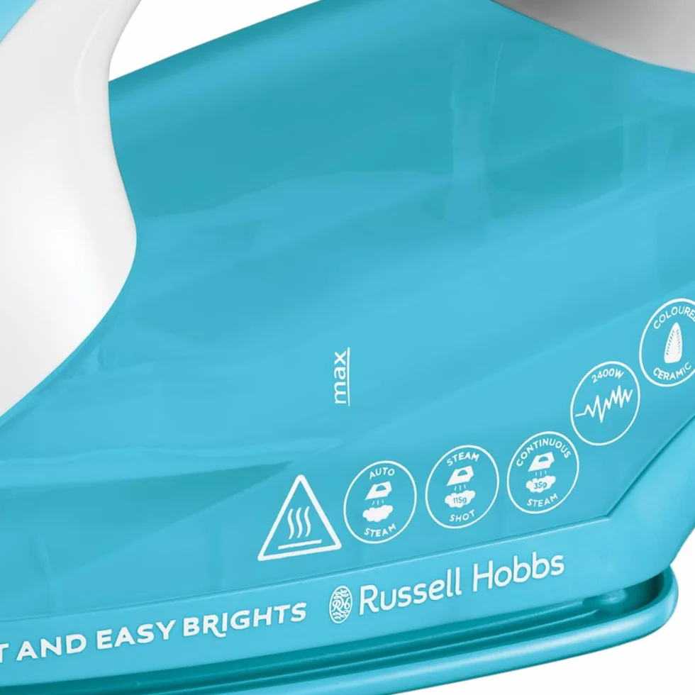 Russell Hobbs Ferro da Stiro a Vapore 2400W, Colpo di Vapore 115g/min, Piastra con Ammorbidente, Autosteam, Capacità 240ml, AntiCalcare & Anti-Goccia, Light&EasyAqua 26482-56