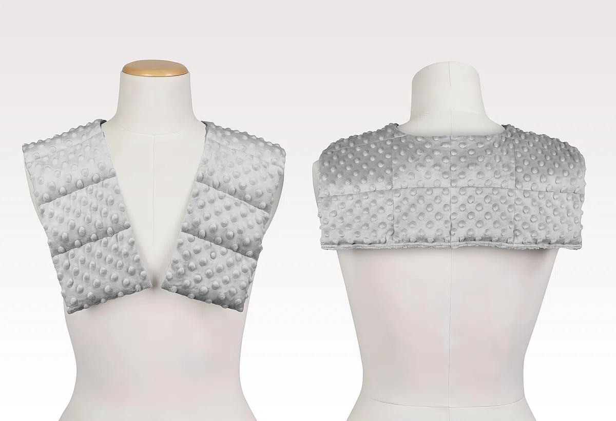 Coperta Ponderata per Spalle e Collo 2 kg - per Bambini e Adulti - Riduzione Dello Stress Autismo ADHD - Minky Argento