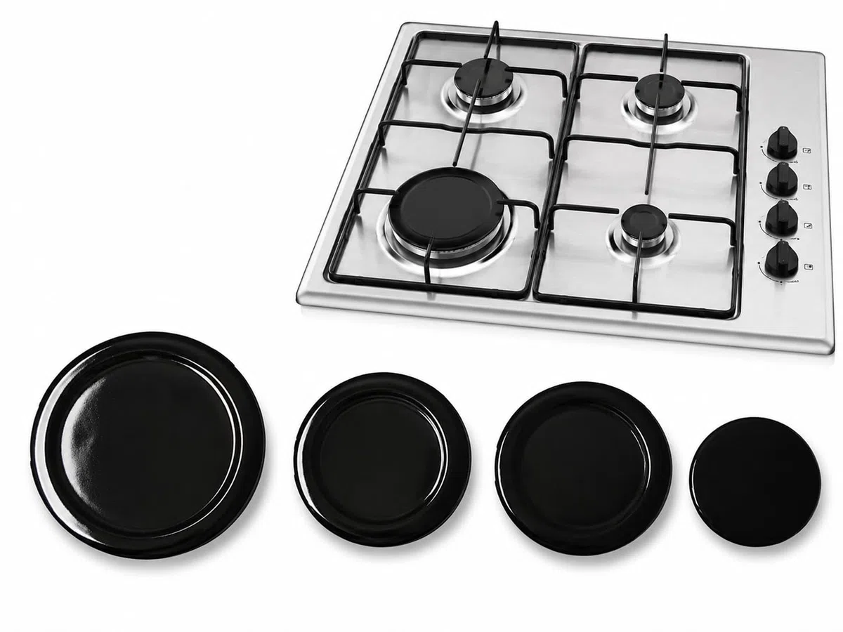 RYELDOM Kit 4 Piattini per Piani Cottura Rex-Electrolux, Set Ricambio Compatibile con 1 Grande 2 Medi 1 Piccolo, Piattini per Fornelli Gas