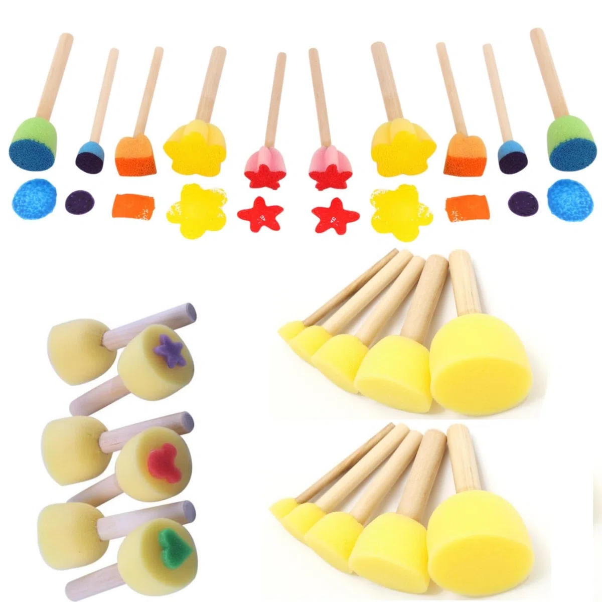26 spugne per pittura a pennello, pennello in schiuma fai da te, spugna per pittura in schiuma, pennelli, spugna per pittura per bambini, pennelli per graffiti, fai da te (multicolore)
