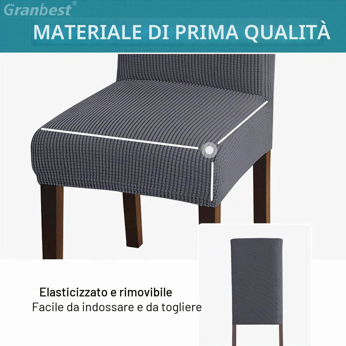 Granbest Coprisedia ad alta elasticità, vestibilità universale, coprisedia jacquard, coprisedia rimovibile per sala da pranzo, cucina, ristorante e hotel (set di 4, grigio)