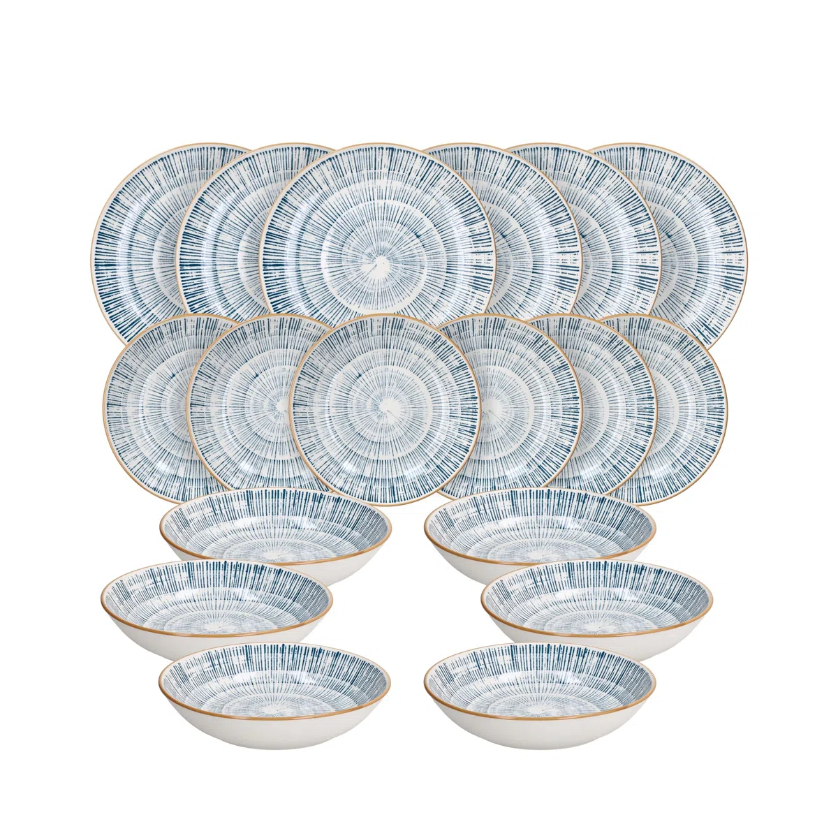 Tognana Virtuo Blue, Servizio piatti per 6 persone 18 pezzi, Porcellana, Blu