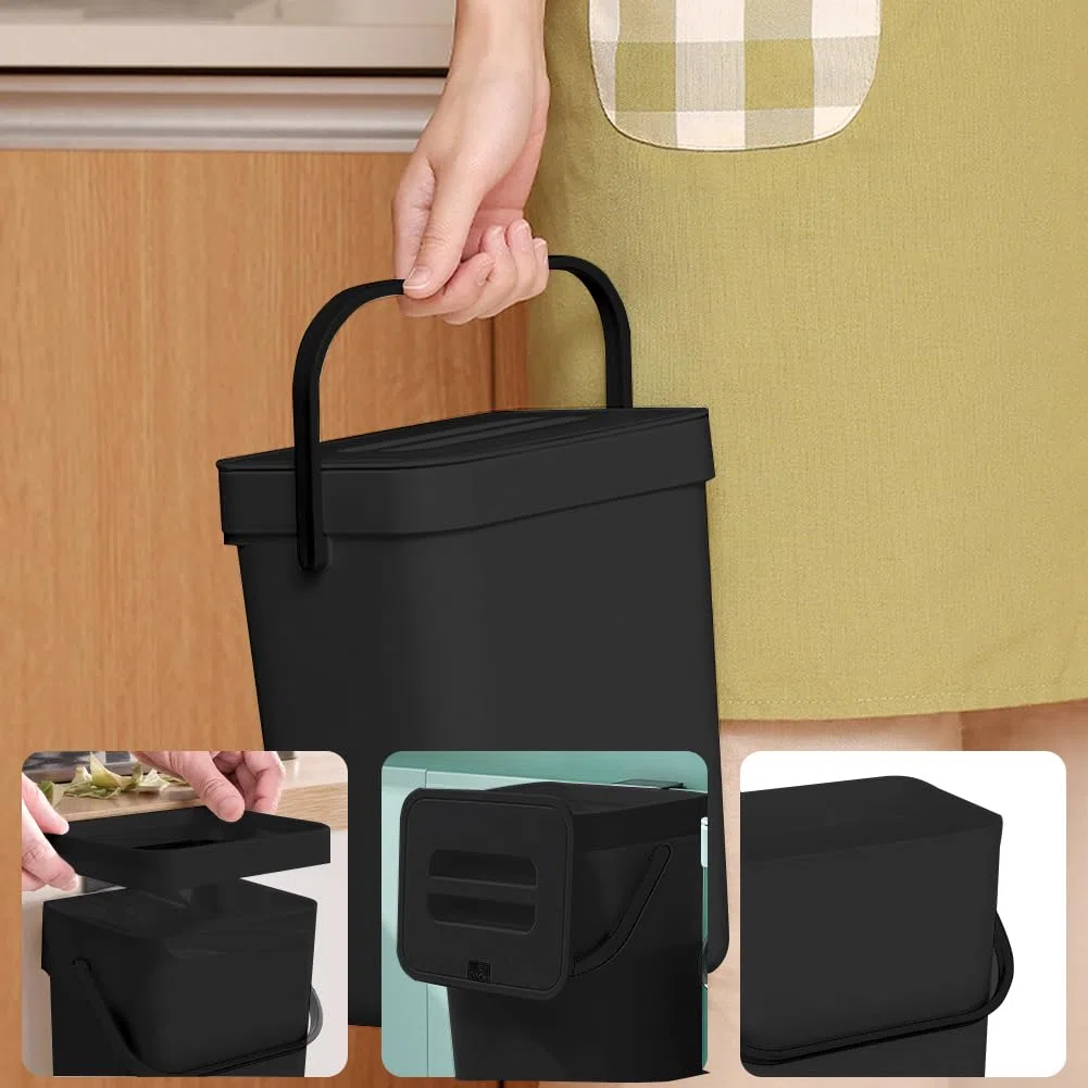 DASIAUTOEM Pattumiera biologica, 3 l, con coperchio, per compost da cucina, per pannolini, inodore, da appendere, per casa, bidone biologico, piccolo