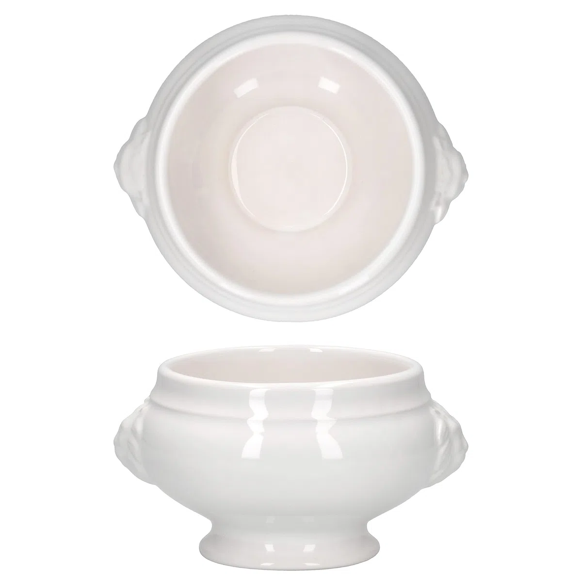 MamboCat Leo, set da 24 terrine a testa di leone, piccole – 250 ml, per 24 persone, tazze da zuppa bianche da 0,25 litri, zuppa con teste di leone, per zuppa di nozze, piselli o lenticchie