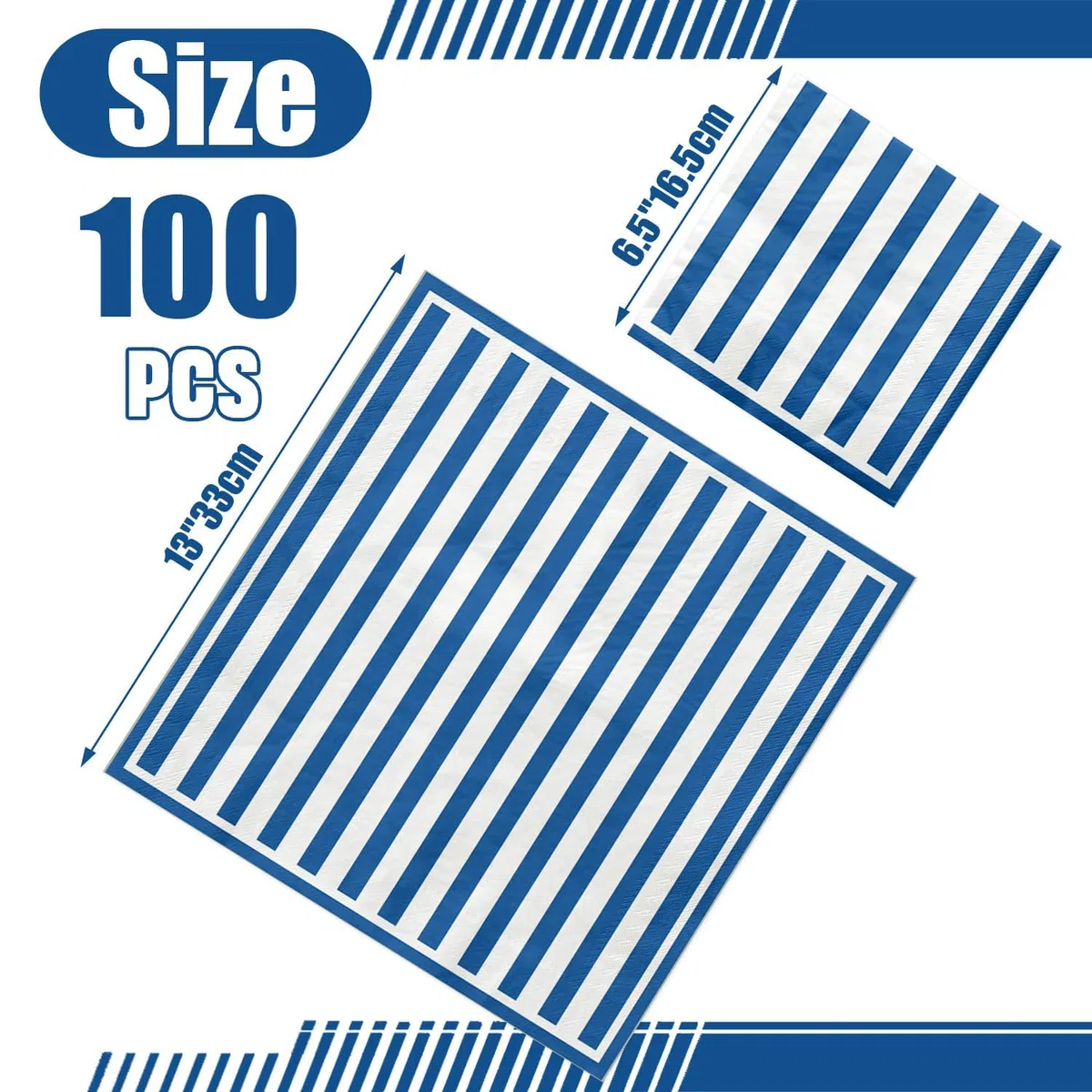 100 Tovaglioli Di Carta A Righe Blu E Bianche, Blu Navy E Bianco, Per Cocktail, Bevande, Pranzo, Per Ragazzi, Uomini, Compleanni, Matrimoni, Baby Shower