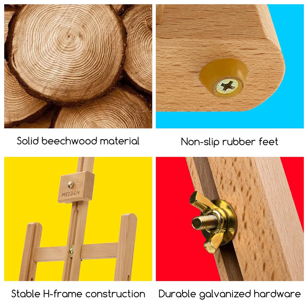 MEEDEN Cavalletto da tavolo per studio con cornice ad H, cavalletto per pittura in legno, cavalletto da tavolo per esposizione artistica per artisti e principianti, per sostenere tele fino a 25"
