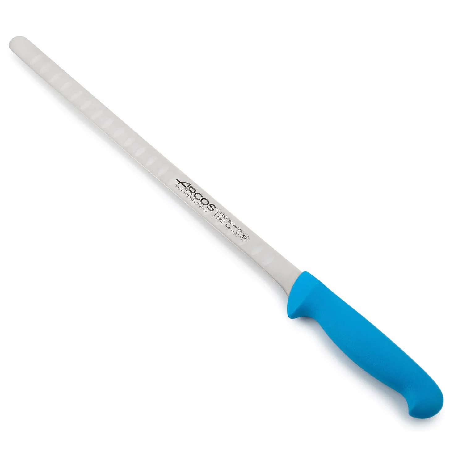 Arcos Coltello per Salmone e Pesce in Acciaio Inossidabile con Lama da 300 mm – Manico Ergonomico in Polipropilene, Serie 2900 – Colore Blu