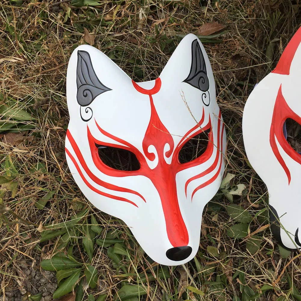 YangYong Kitsune - Maschera da volpe per Halloween e feste in maschera, Kabuki, in poliuretano