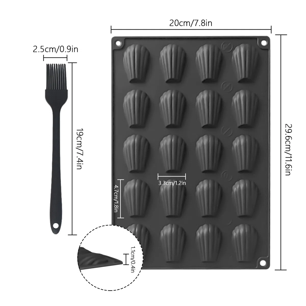 YXHZVON 2 Pezzi Stampo Madeleine, 20 Fori Forme per Madeleine Antiaderente, Stampi per Madeleines in Silicone per Torta Cioccolato Gelatina, Cioccolato per Fai da Te