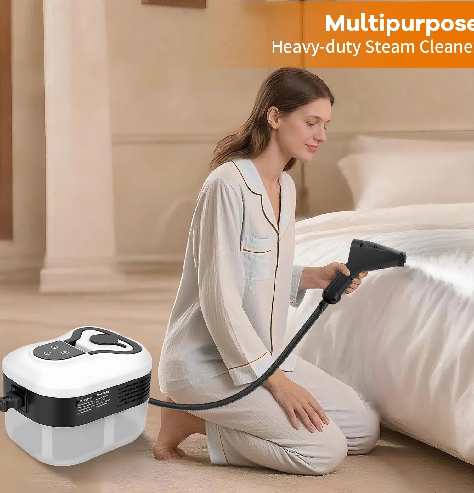 Pulitore a Vapore ad Alta Temperatura 2500W - 3,5Bar di Pressione, 1200ml, 6 Velocità, 15s di Riscaldamento, per Cucina, Auto, Pavimenti e Aria Condizionata