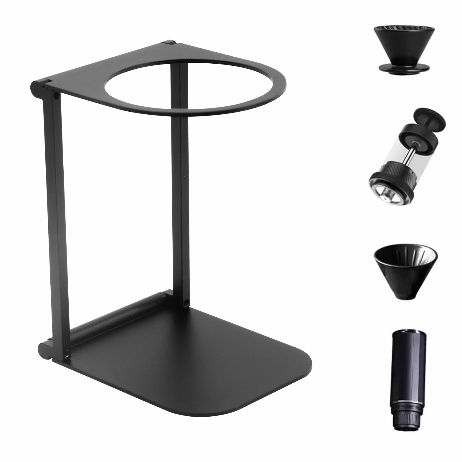 Zayin Supporto per macchina da caffè da viaggio, portatile e pieghevole, supporto per caffè da ufficio con base, adatto per ufficio, casa e campeggio, nero