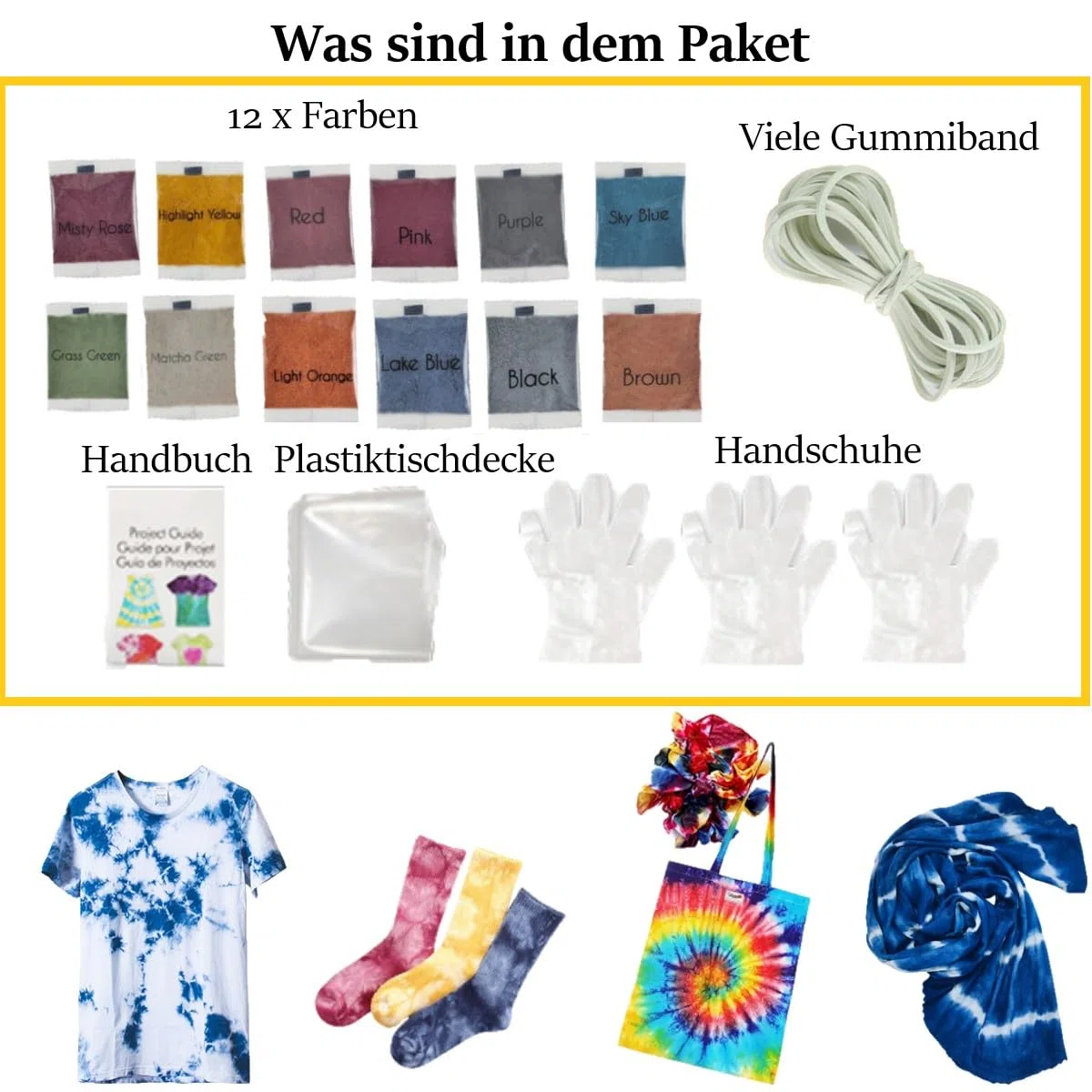 Tie Dye Kit, 12 colori per tessuti batik, set di colori per tessuti fai da te, in tessuto per camicie, magliette con cappuccio, per adulti e bambini, progetti fatti a mano (senza bottiglia)