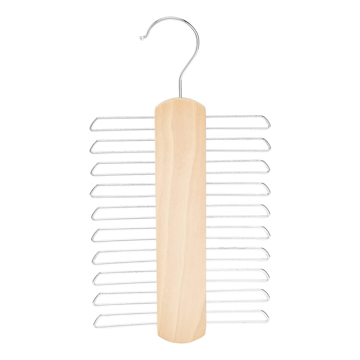 Amazon Basics Gancio con 20 barre porta cravatte e cinture in legno, naturale, confezione da 2