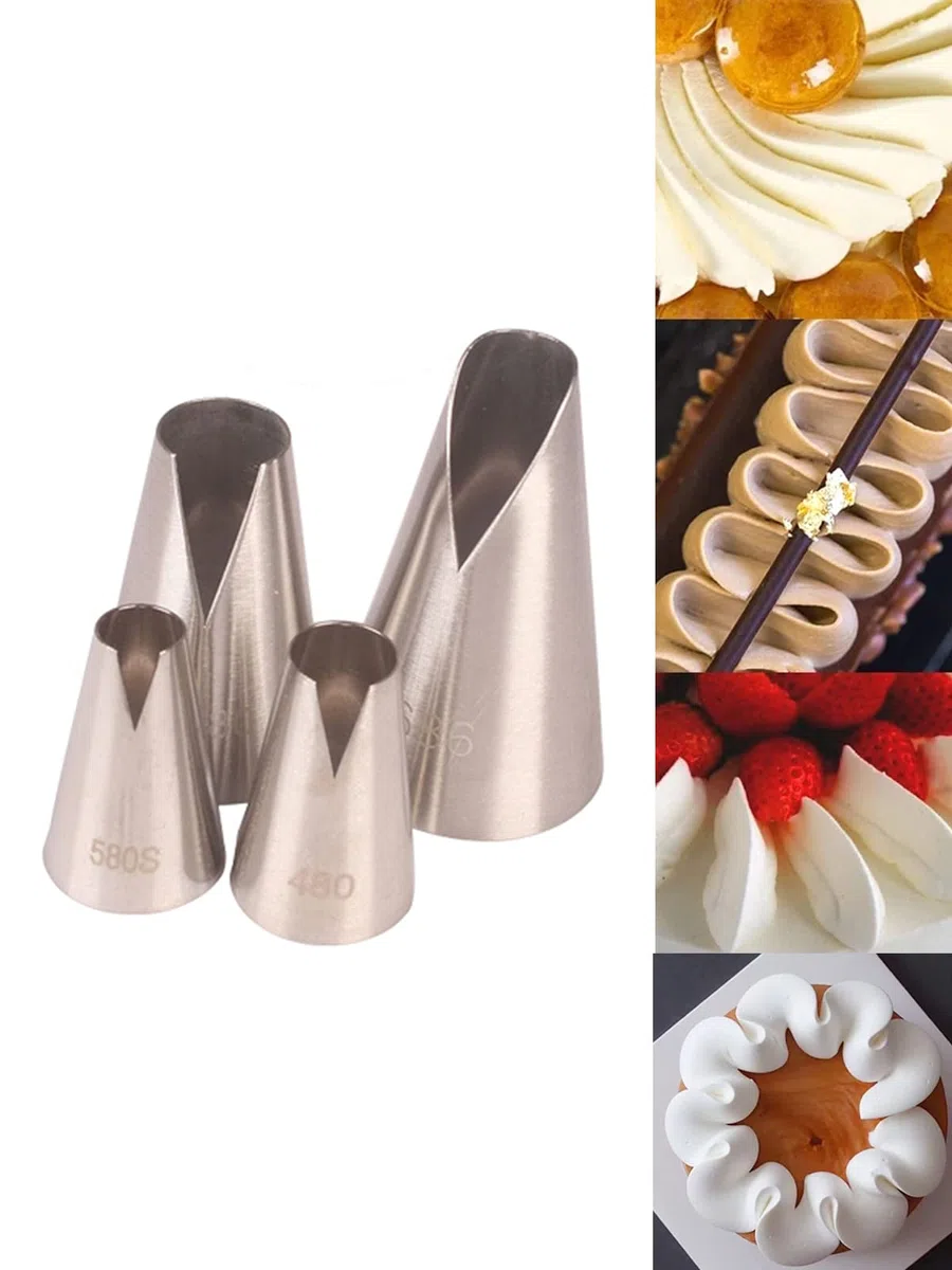 St. Honore - Ugelli per tubazioni a forma di V, 4 pezzi, per decorare torte, cupcake, torte e biscotti