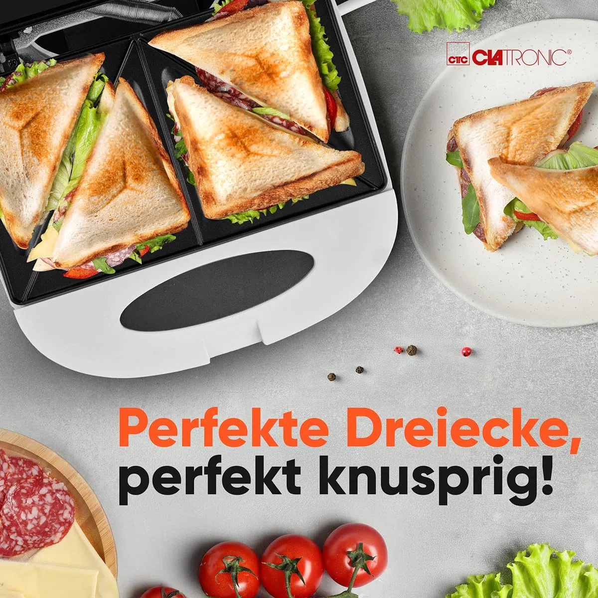 Panino bianco/Croque Monsieur Maker Clatronic ST3813-Bianco