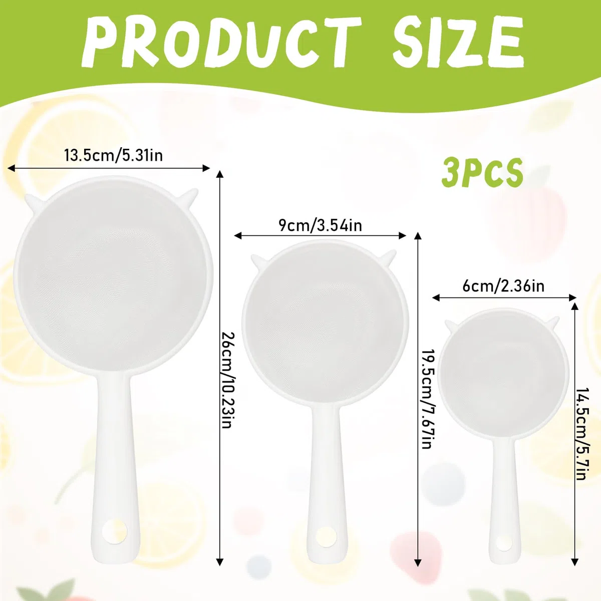 3 Pz Filtro a Setaccio, Colino in Plastica per Filtro Kefir, Filtri a Rete in Nylon, con Manico in Plastica, Setaccio Filtro, Setaccio da Cucina per Filtrare Olio, Caffè, Vino, Succhi