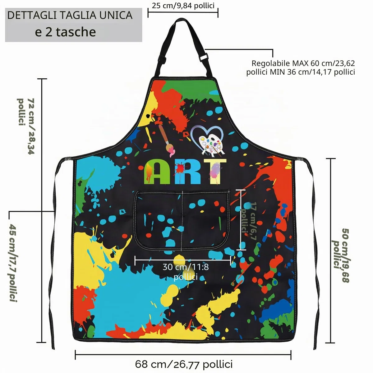 BNQL Grembiule da pittore con tasche per artisti pittori regali per amanti dell'arte regalo per insegnanti d'arte grembiule da pittore