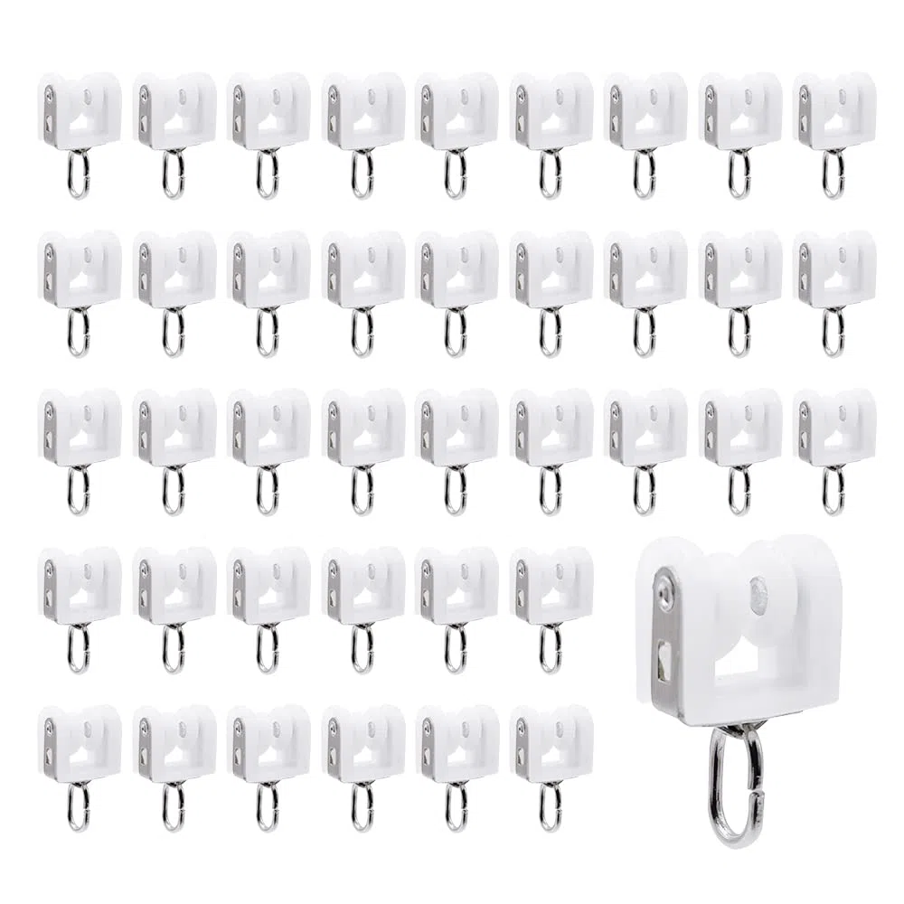 Rulli per Binario Della Tenda,40 Pezzi Scorrimento per Binari per Tende,puleggia per cingoli,per Accessori Per Binari Per Tende Da Soffitto(Bianco)