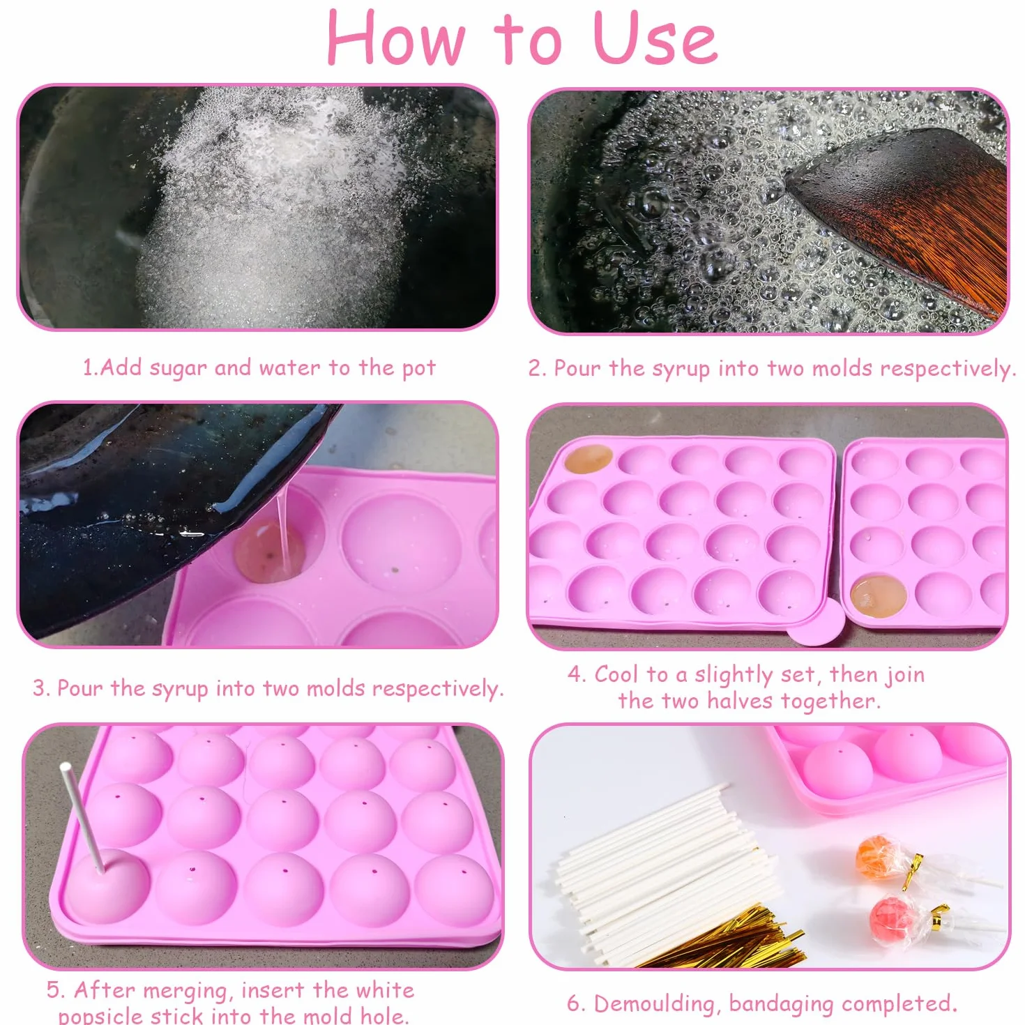 Stampi per cake pop da forno, 20 cavità in silicone vassoio Pop cake stick Mould- Lollipop Party Cupcake stampo per torte, 100 cake pop, 100 wrapper, 100 Twist Ties