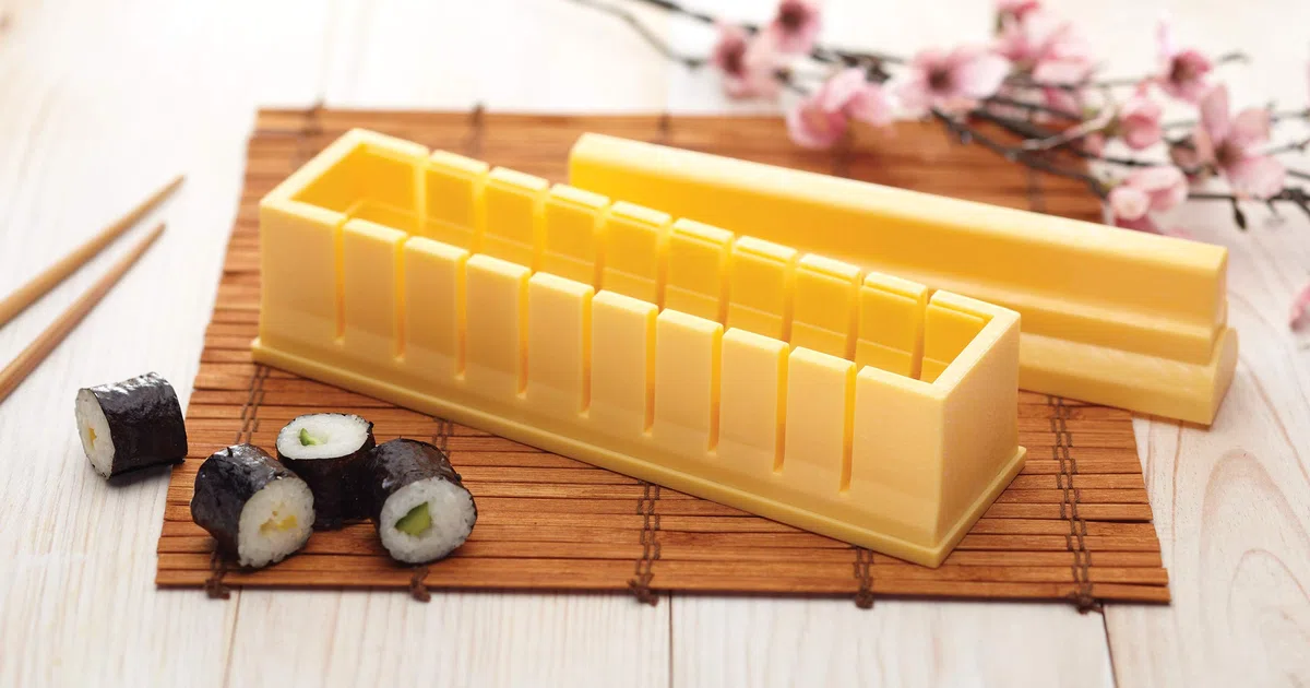 KitchenCraft World of Flavours Kit Sushi Fai Da Te in Confezione Regalo con RICETTA, Colore Giallo, 23 x 6 x 7 cm