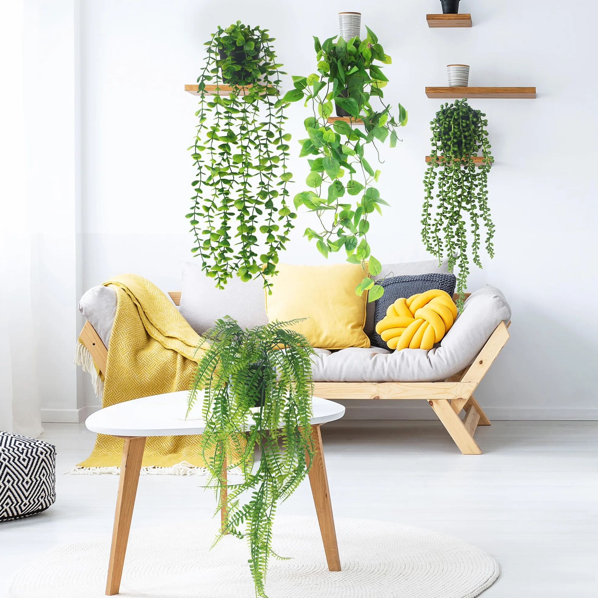 4 Pezzi Pianta Finta da Interno, Edera Finta da Interno with Pot, Pianta Finta Cadente Piante Finte Che Sembrano Vere per Esterno Balconi Casa Matrimonio Giardino Decorazione