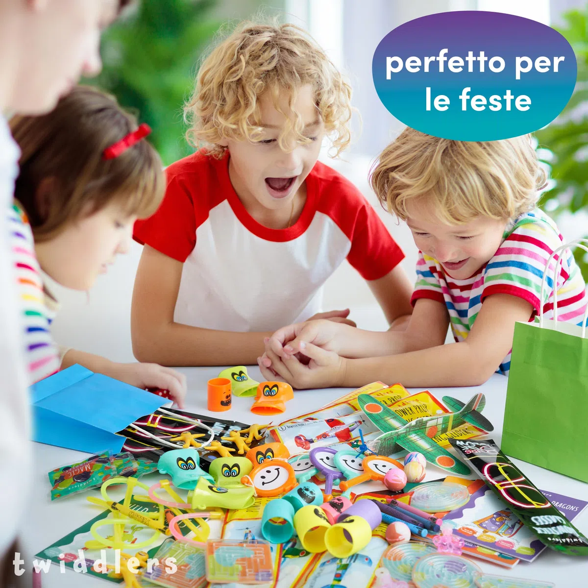 THE TWIDDLERS Set di 60 piccoli regali di compleanno per bambini di alta qualità per ragazze e ragazzi – Sacchetti regalo per riempire di giocattoli per souvenir, regali di compleanno,