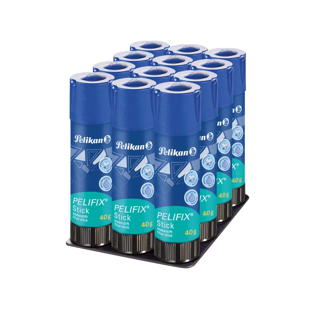 Pelikan Pelifix, Colla Stick Maxi 40 g, Confezione da 12 Pezzi, Colla Trasparente, Senza Solventi, Lavabile, Sicura per i Bambini, per la Scuola, Lavoretti, Carta Cartoncino e Fotografie