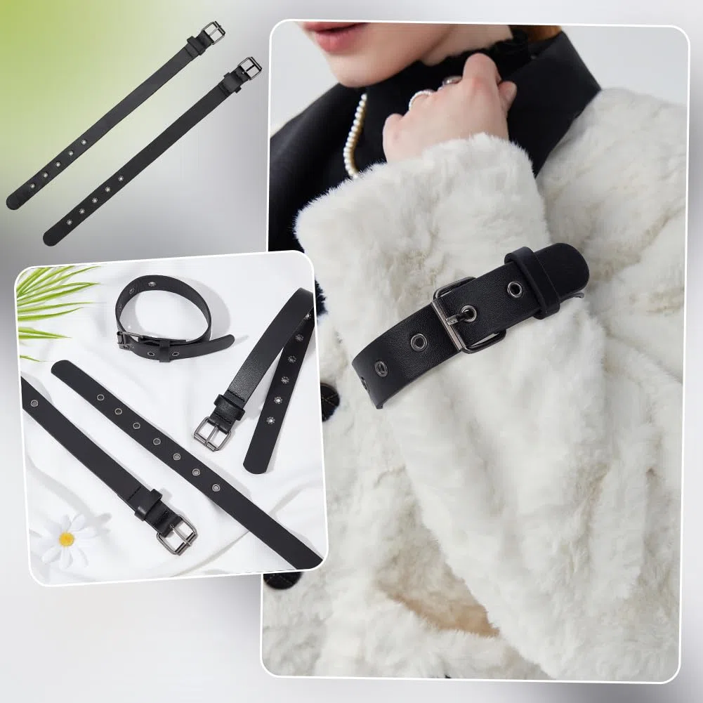FINGERINSPIRE 4 cinghie di prolunga tradizionali kilt in pelle, 22 x 400 mm, cintura in pelle PU nera con fibbia quadrata in metallo da donna per cappotti, giacche