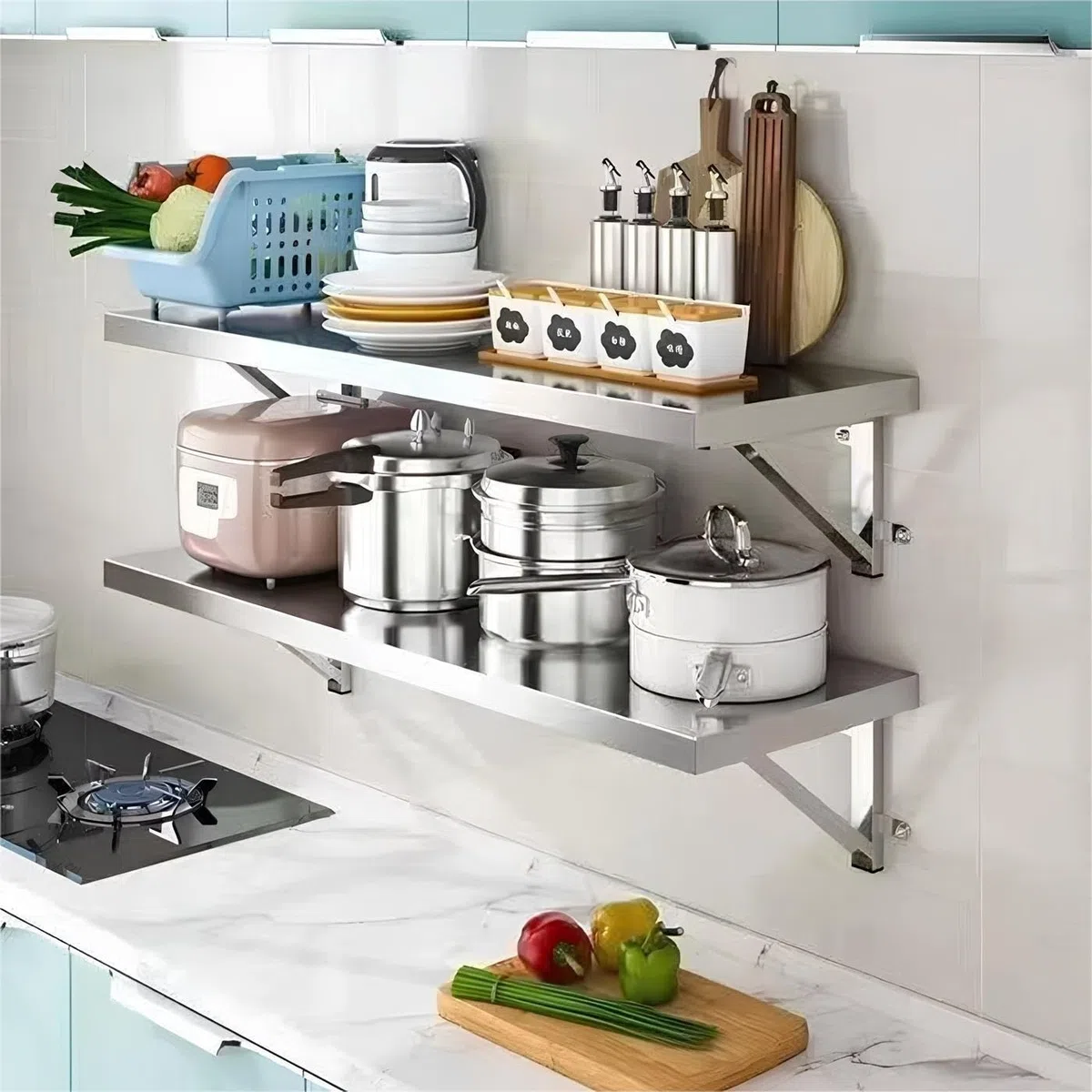 Tavolo Pieghevole da Parete in Acciaio Inox 304 - Tavolo Richiudibile Salvaspazio per Cucina, Lavanderia, Balcone e Piccoli Ambienti - Tavolo Multiuso Pesante e Resistente(100 * 35cm)