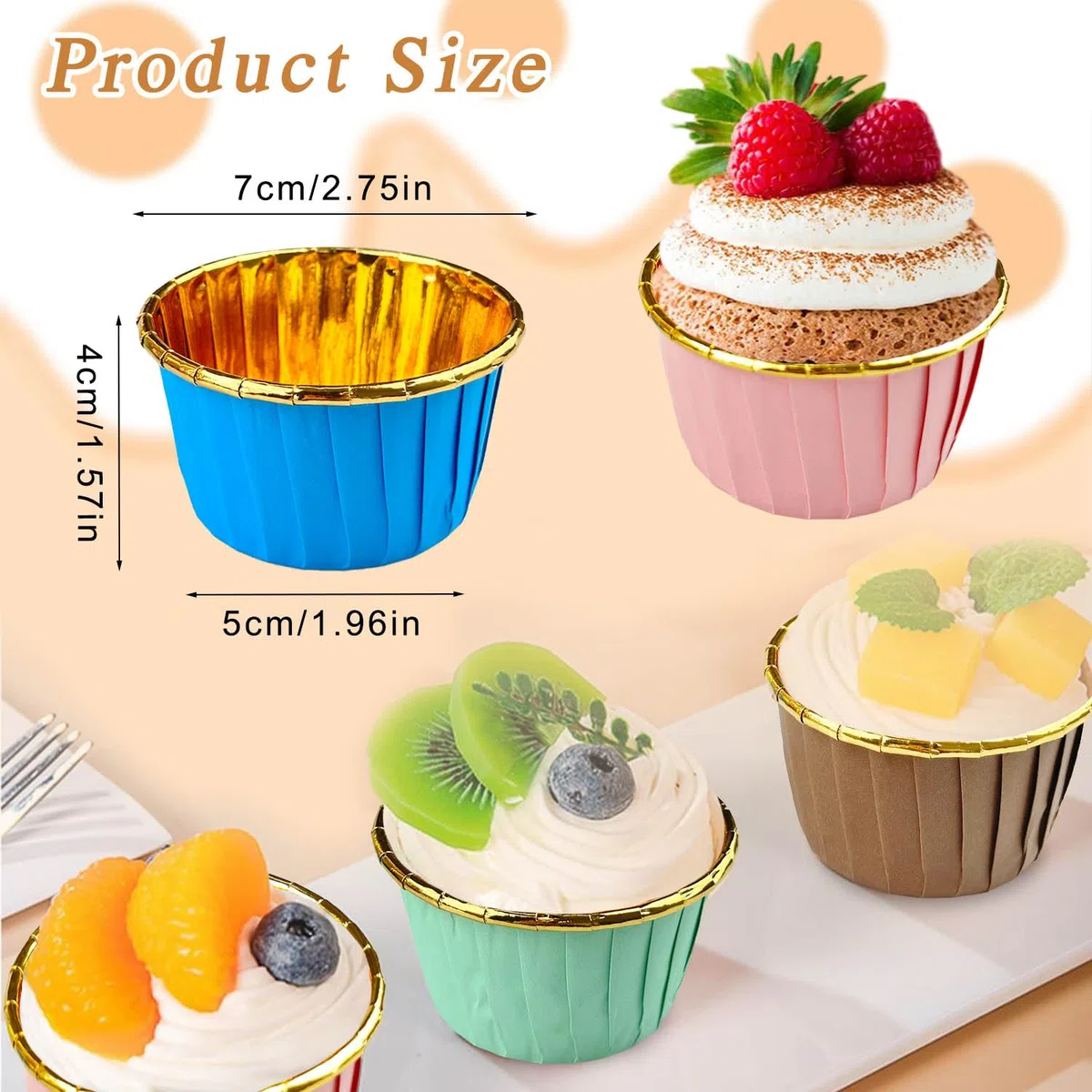 Stampi per muffin, 200 pirottini di carta, per cupcake, adatti per compleanni, matrimoni, feste, anniversari, Natale (4 colori)