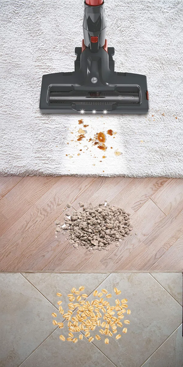Hoover Hf322Afp 011 39400957 Scopa Ricaricabile senza Filo, 44.4W, 80 Decibel, Grigio Ossidiana e Rosso Metallizzato
